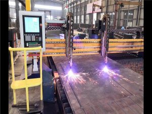 Double Drive Gantry CNC Mesin Pemotong Plasma H Beam Jalur Produksi Hypertherm Sistem CNC